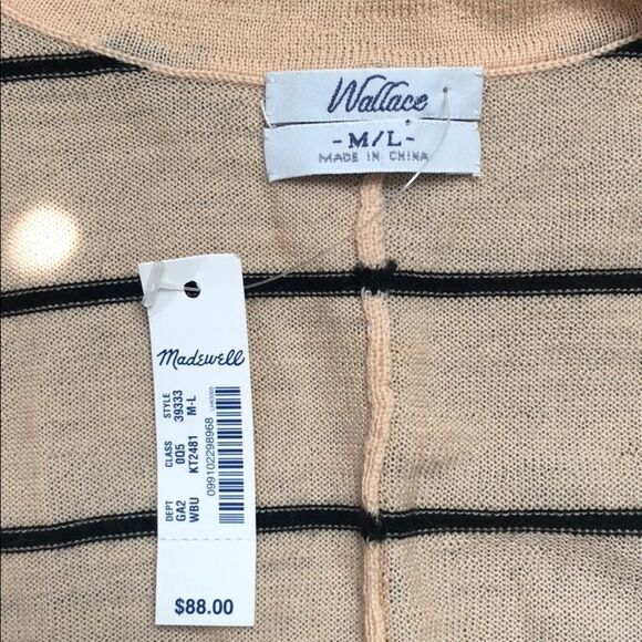 MADEWELL | WALLACE Pale Orange Stripe Short Sleeve Cardigan NEW Women’s Size M/L - Picture 6 of 6